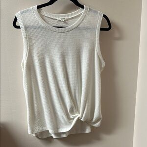 Pleione Cream Sleeveless Tie Front Tank Top